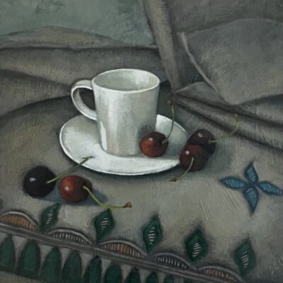 Coffee cup and Cherries