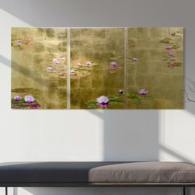 Water Lilies, Calm Hyden Depths (Triptych)